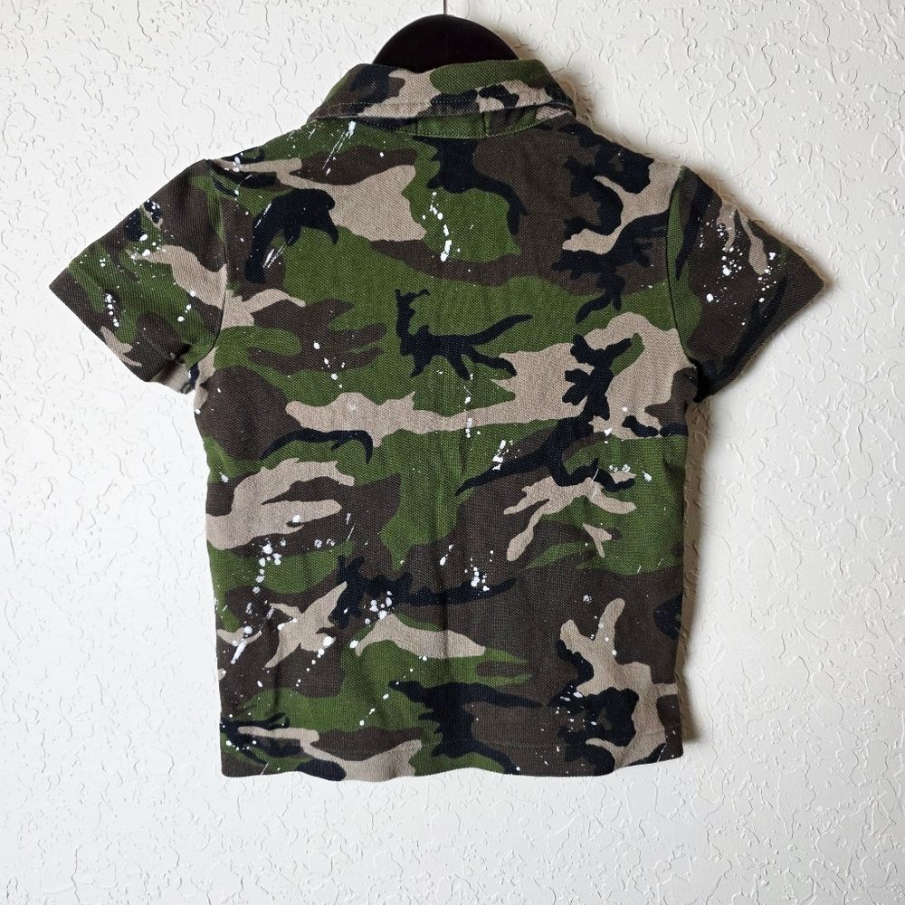 Polo Ralph Lauren Boys Camo Paint Splatter Mesh Polo Shirt Toddler Size 3T - Picture 2 of 5